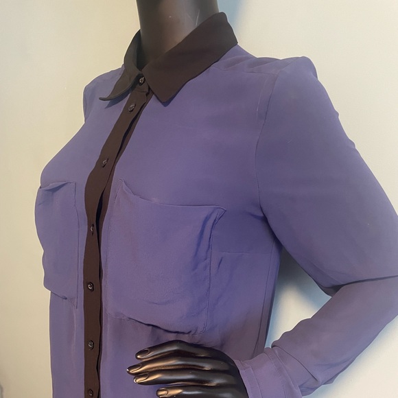 BCBGeneration black detailed sheer purple blouse - Picture 2 of 3